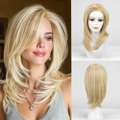 Premium Golden Blonde Mid-Length Wig - 7.5” X 5.5”Mono Top & Matte Heat-Resistant Silk | Sophisticated Shoulder-Length Straight Hair