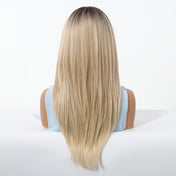 7.5” X 5.5”Mono Top | Luxurious Ombre Blonde Long Straight Wig | Natural Sunkissed Glow | Synthetic Lace Front Wig