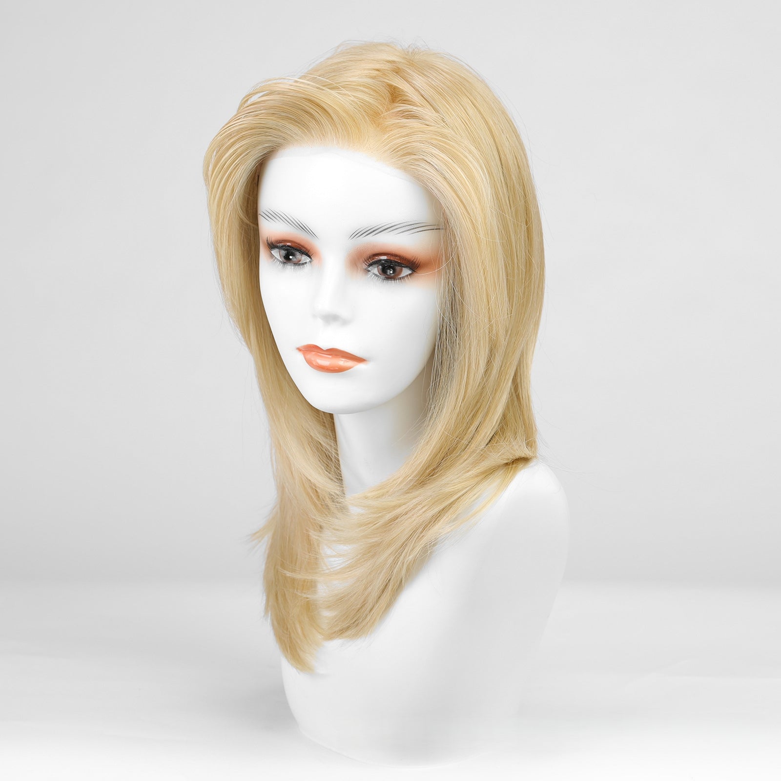Premium Golden Blonde Mid-Length Wig - 7.5” X 5.5”Mono Top & Matte Heat-Resistant Silk | Sophisticated Shoulder-Length Straight Hair