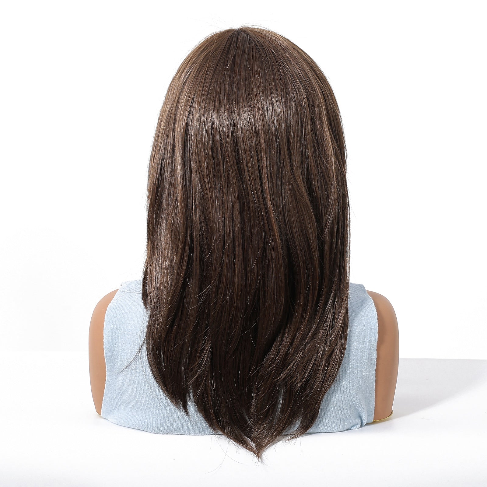 Elite Highlighted Brunette Long Straight Wig - 7.5” X 5.5”Mono Top & Matte Silk | Center Part Fashion Wig for Women