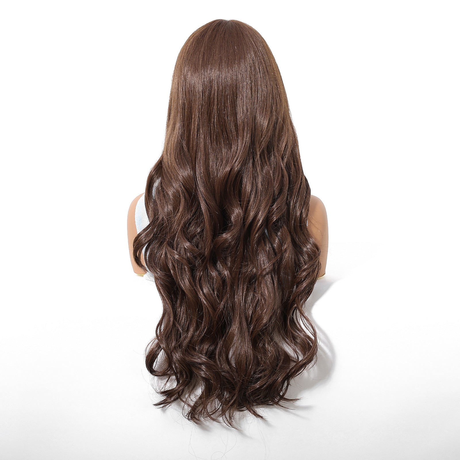 Goddess Ombre Brown Long Wavy Wig - 7.5” X 5.5”Mono Top & Matte Heat-Resistant Silk | Seamless Gradient Large Waves