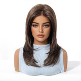 Elite Highlighted Brunette Long Straight Wig - 7.5” X 5.5”Mono Top & Matte Silk | Center Part Fashion Wig for Women