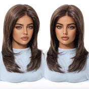 Elite Highlighted Brunette Long Straight Wig - 7.5” X 5.5”Mono Top & Matte Silk | Center Part Fashion Wig for Women